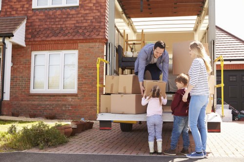 Moving van parked on a residential street in Eltham