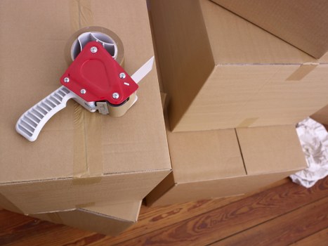 Office furniture and equipment prepared for a commercial move