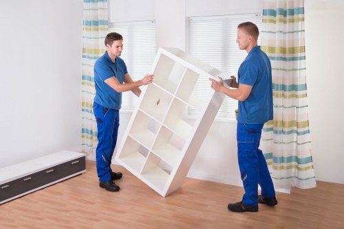 Unpacking services helping a family settle into a new home